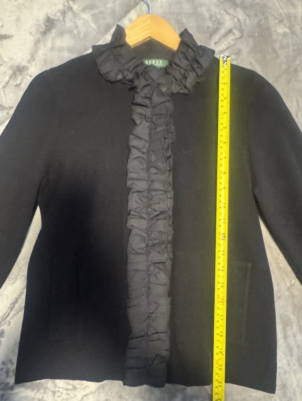 Ralph Lauren | Jackets & Coats | Ralph Lauren Black Rufflefront Blazer ...